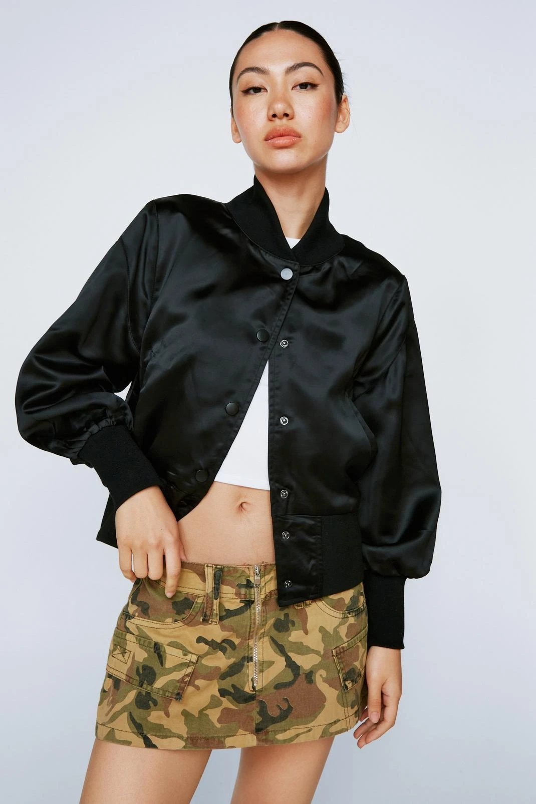 Bird Embroidered Satin Bomber Jacket - Image 3