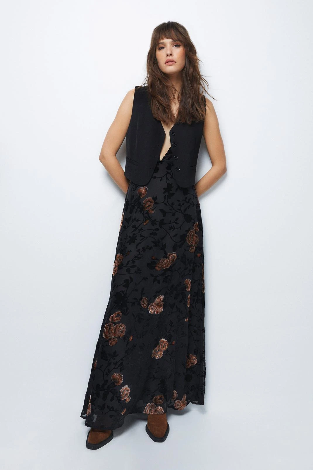 Floral Devore Halterneck Maxi Dress - Image 2