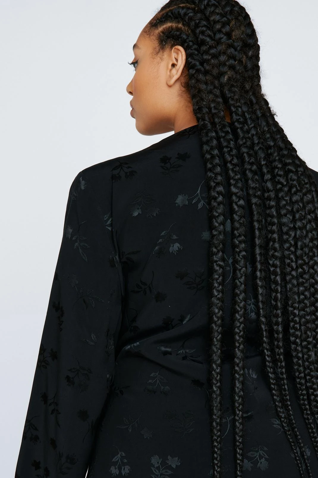 Plus Size Premium Satin Floral Wrap Waist Blazer - Image 3