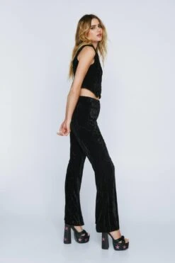 Premium Velvet Tailored Flared Pants
