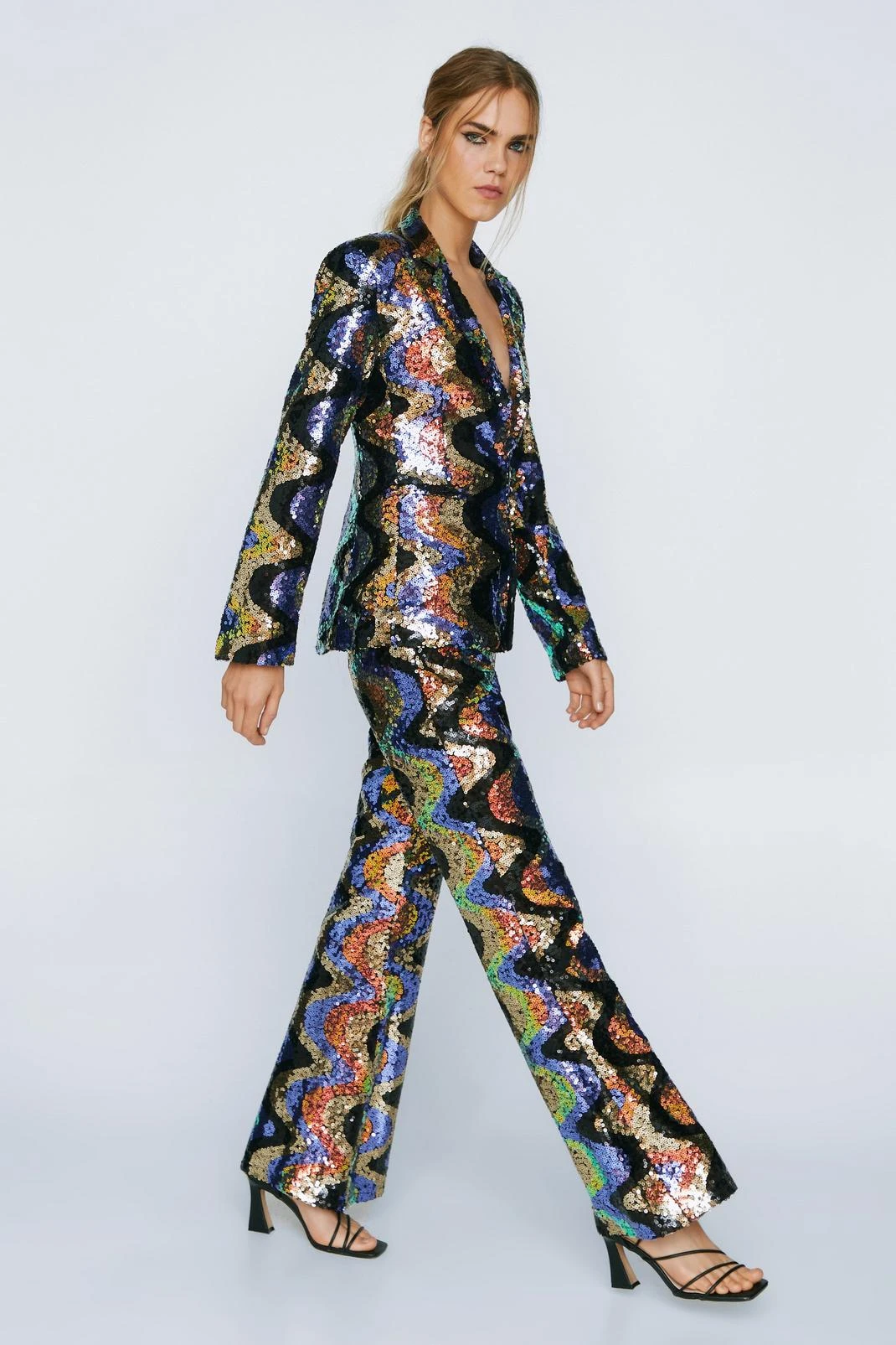Wave Sequin Flare Leg Pants - Image 5