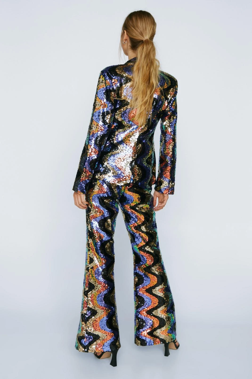Wave Sequin Flare Leg Pants - Image 6