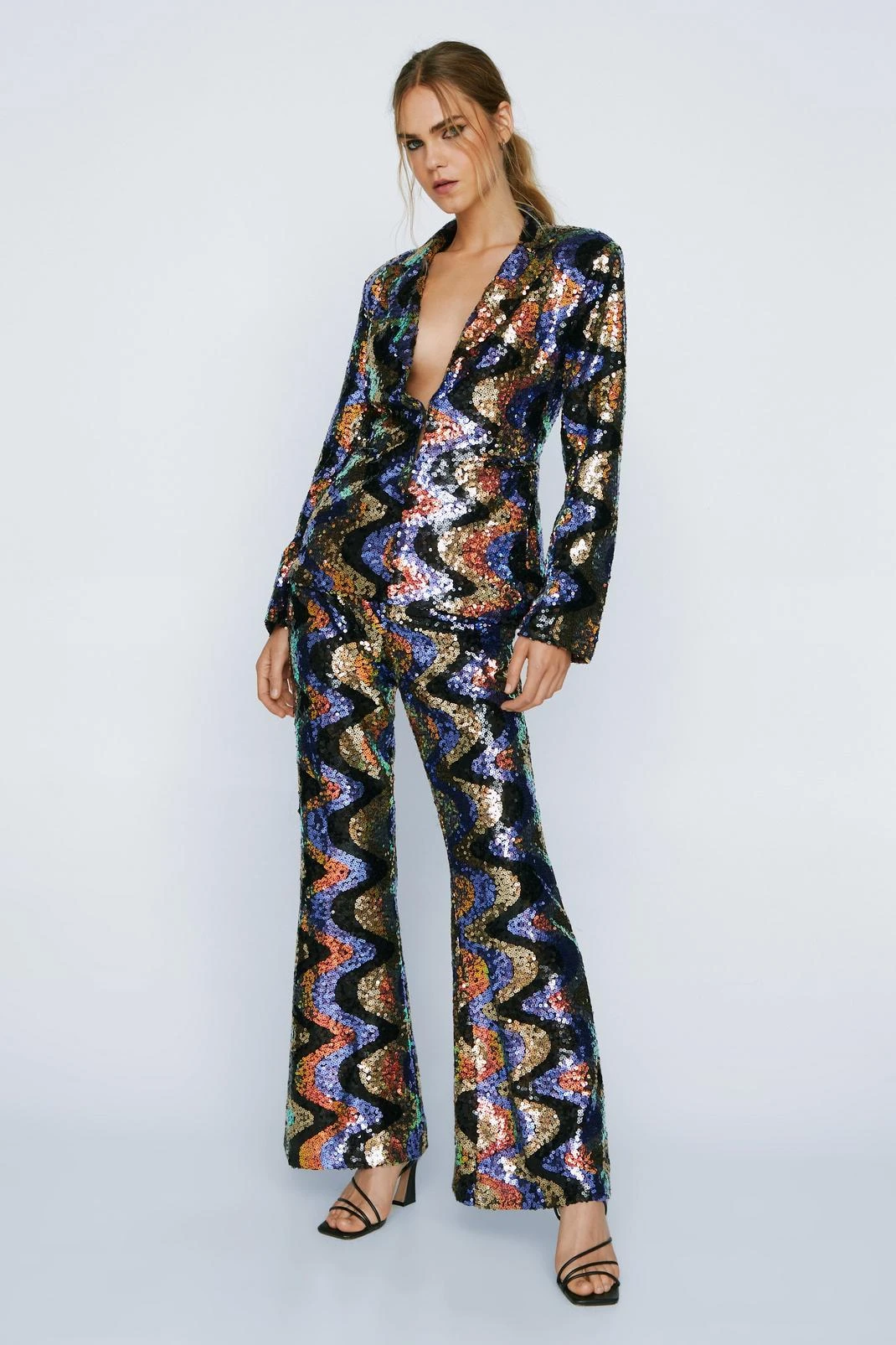Wave Sequin Flare Leg Pants - Image 7