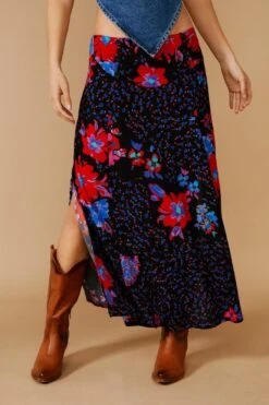 Floral Split Midi Skirt