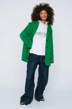 Oversized Drawn Wool Blend Blazer