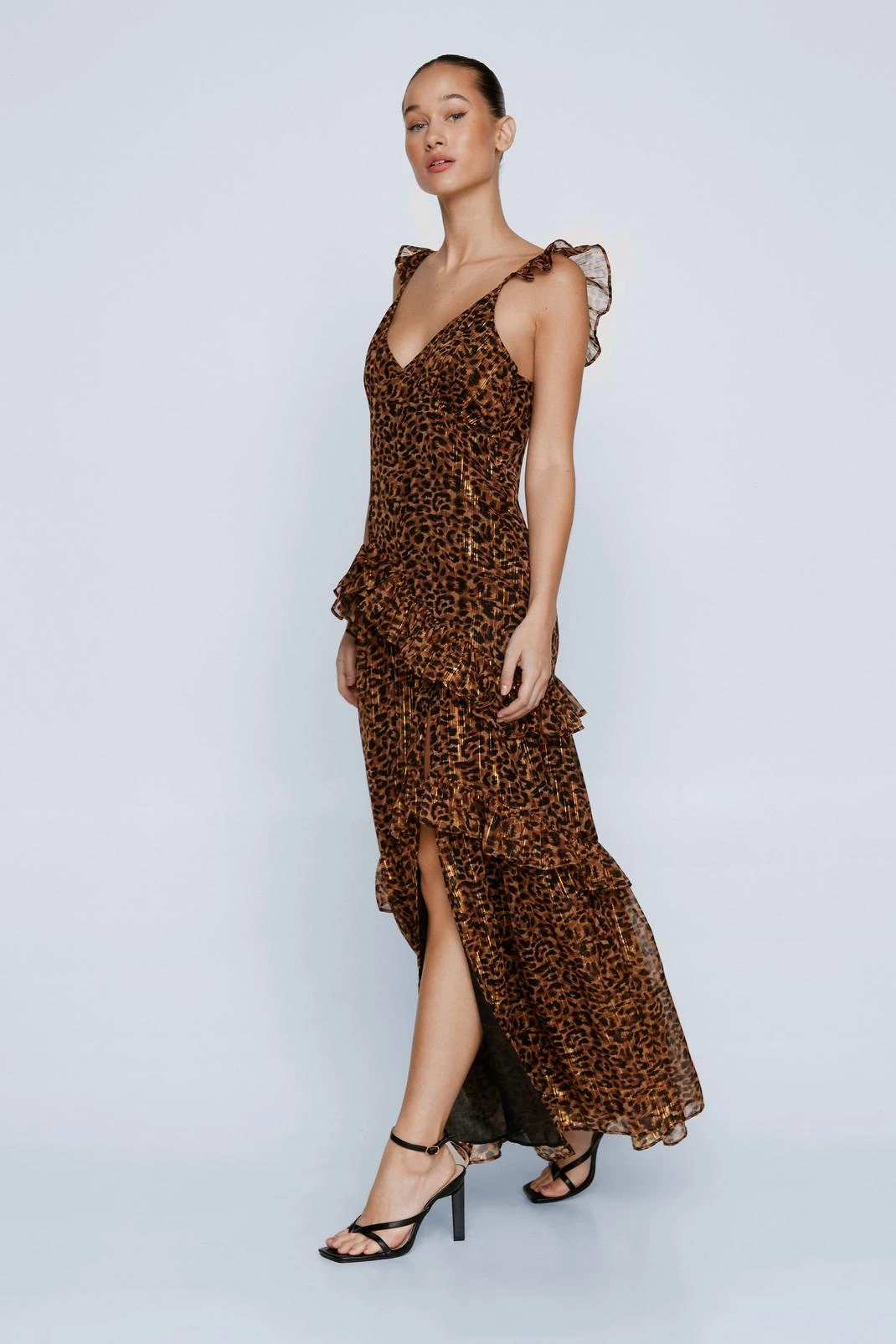 Petite Ruffle Strappy Leopard Maxi Dress - Image 3