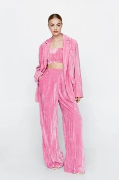 Crinkle Velvet Bow Back Tailored Bralet