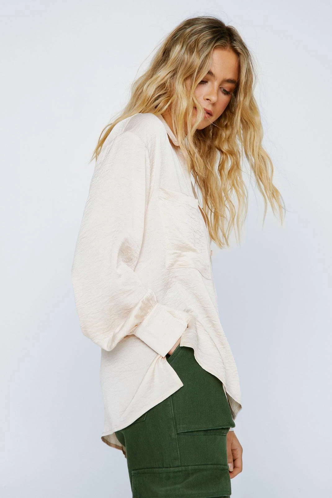 Textured Satin Relaxed Shirt