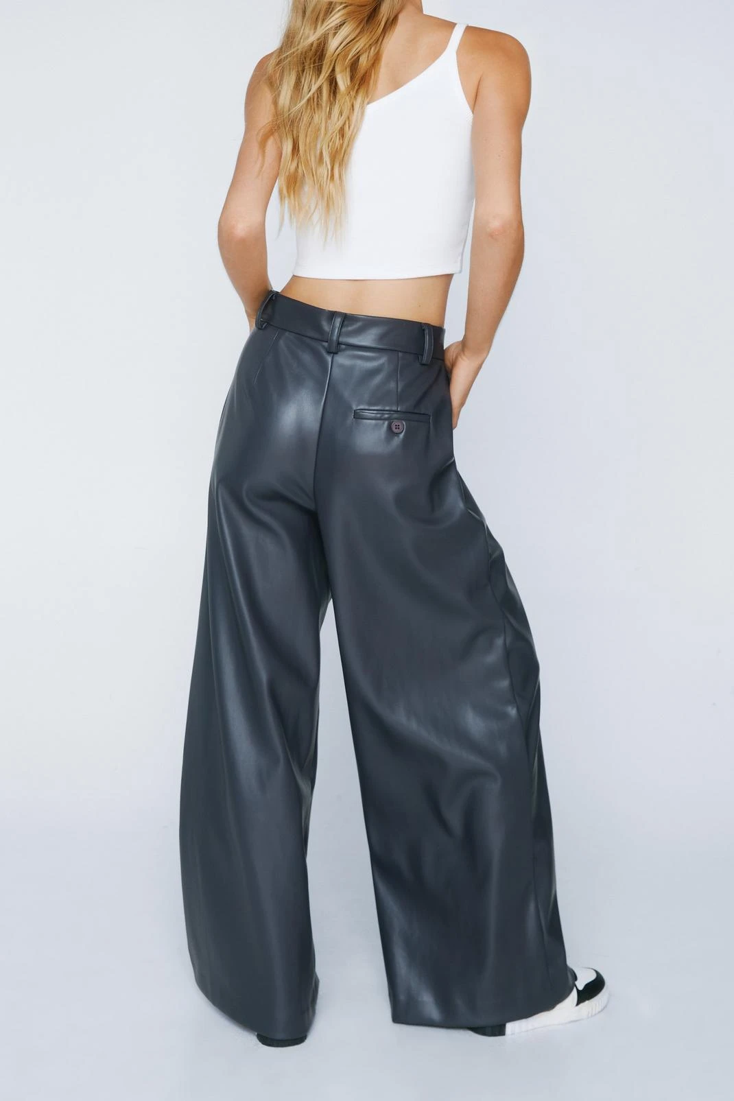 Wide Leg Faux Leather Pants - Image 3