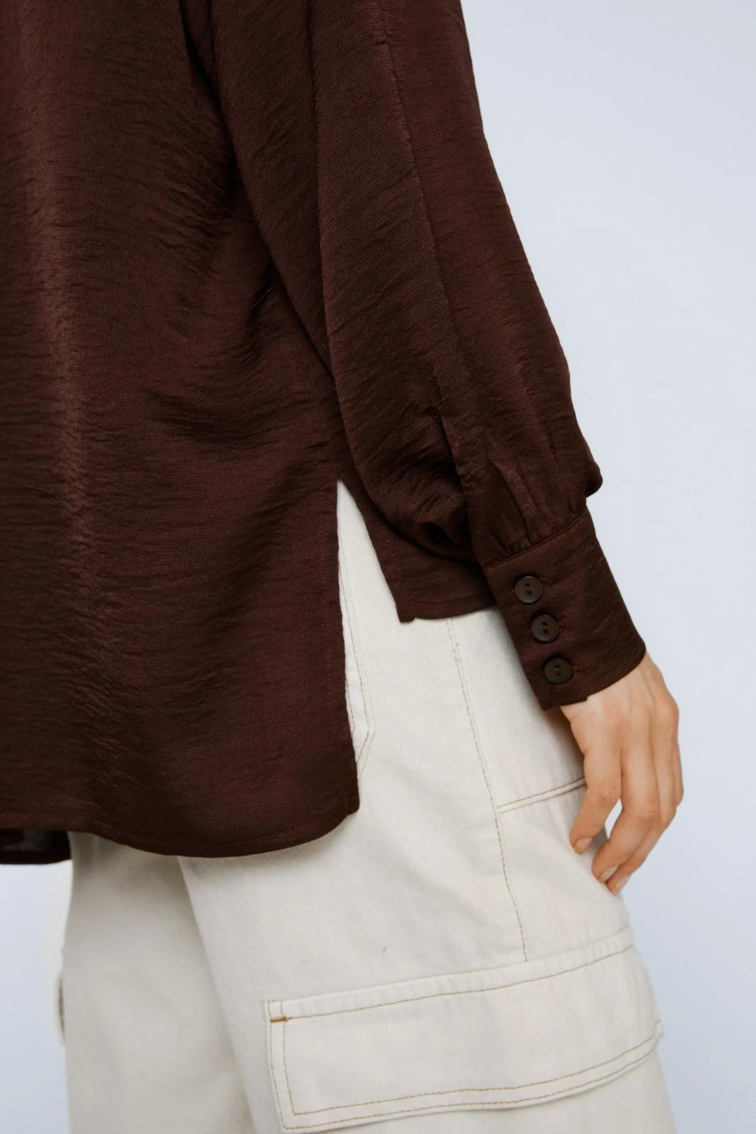Textured Satin Relaxed Shirt - Image 5