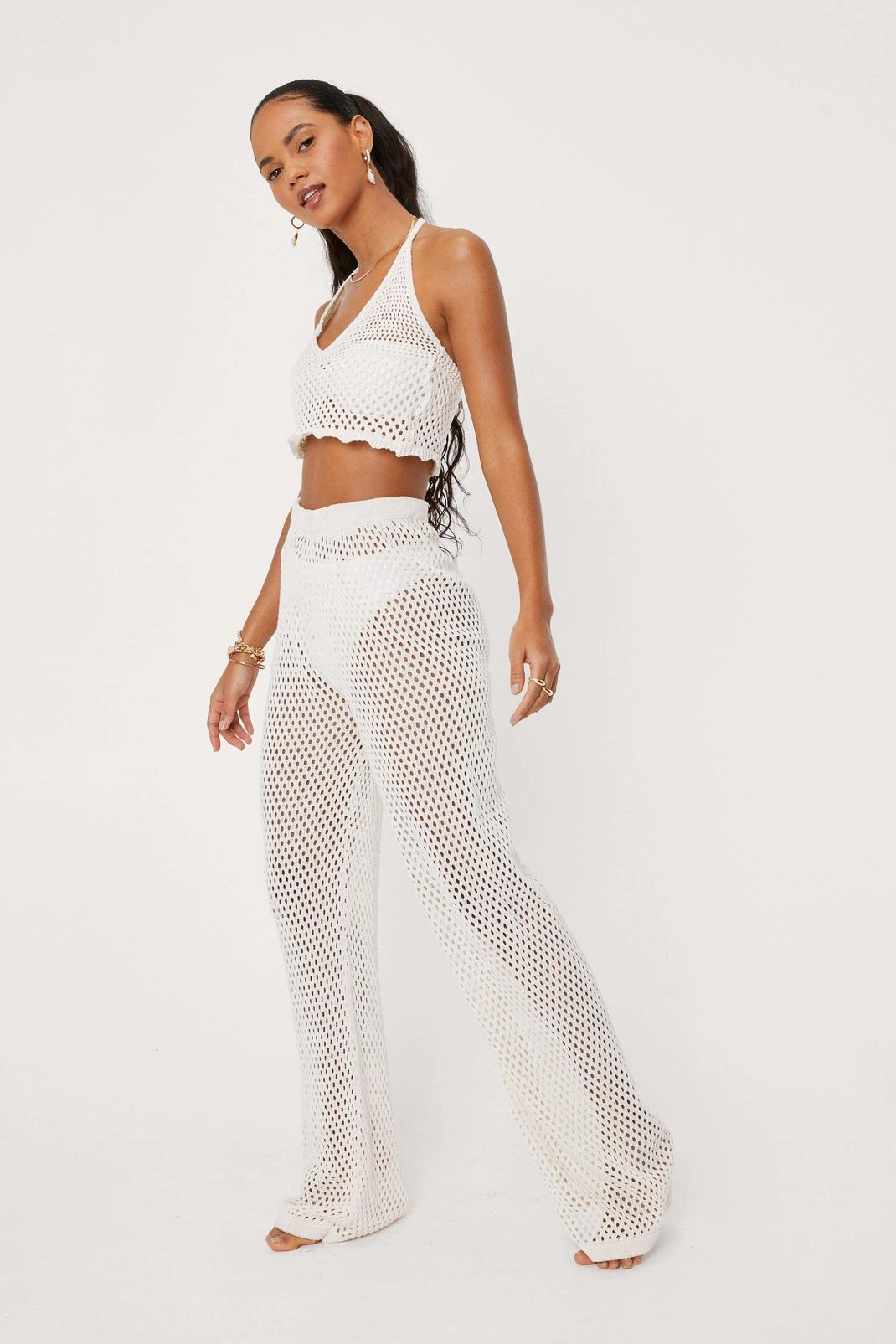 Crochet Wide Leg Beach Cover Up Pants - Image 5