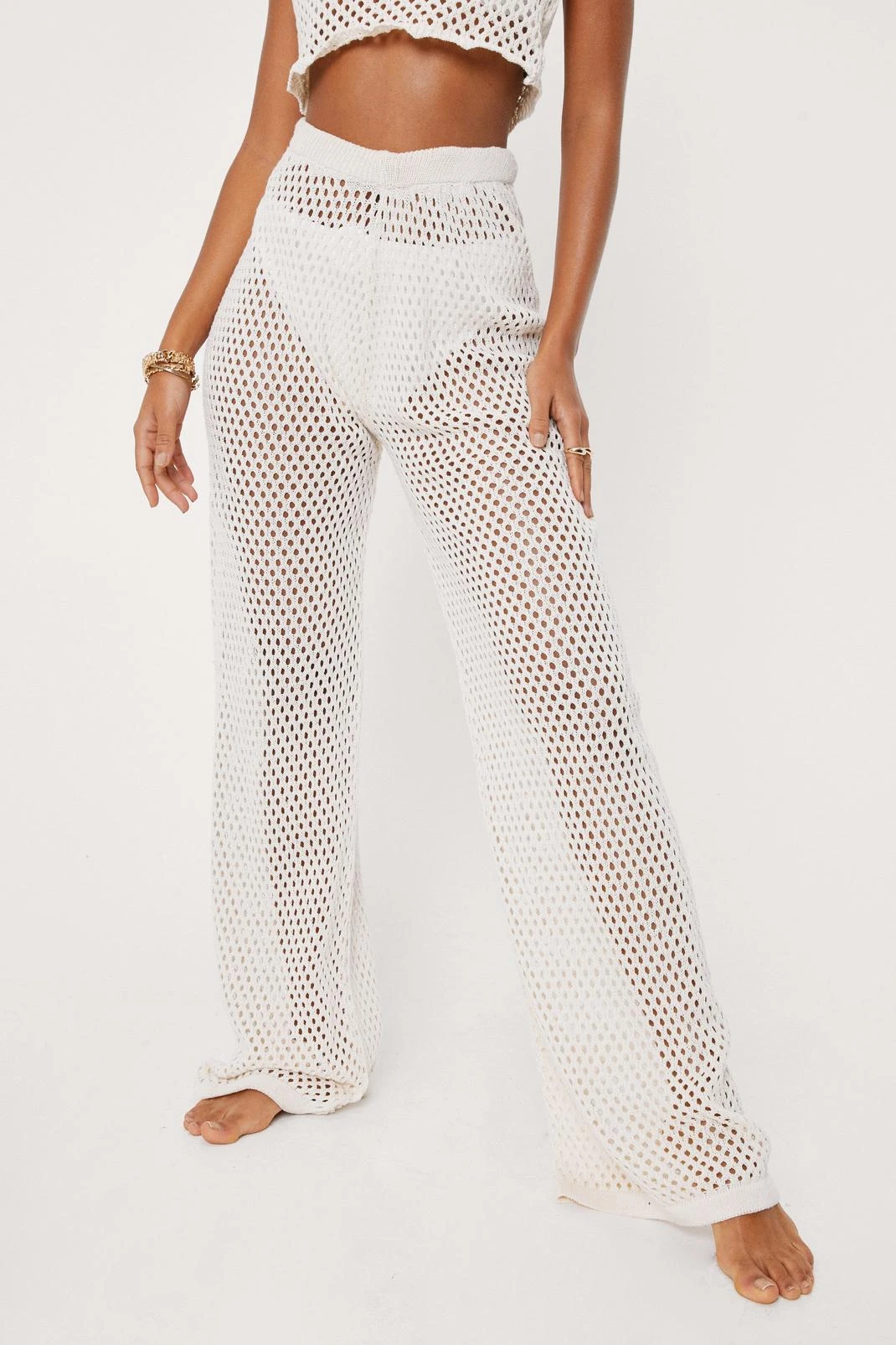 Crochet Wide Leg Beach Cover Up Pants - Image 4