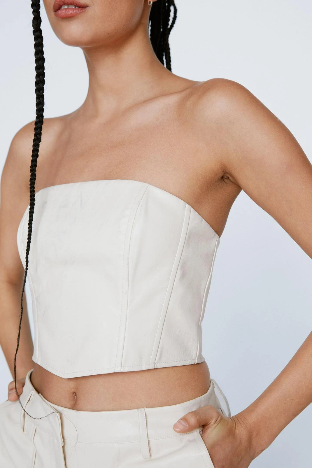 Faux Leather Bandeau Corset Top - Image 2