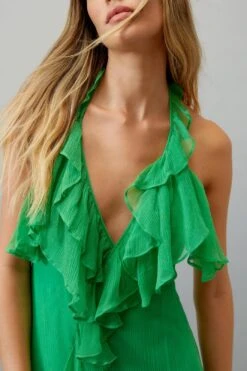 Ruffle Halter Neck Maxi Dress