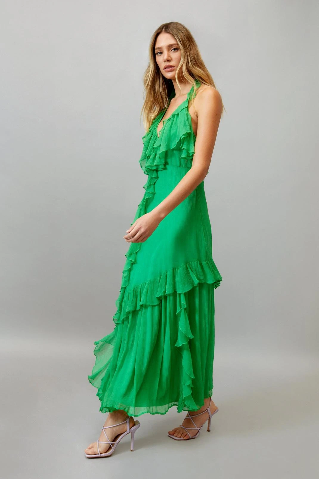 Ruffle Halter Neck Maxi Dress - Image 3