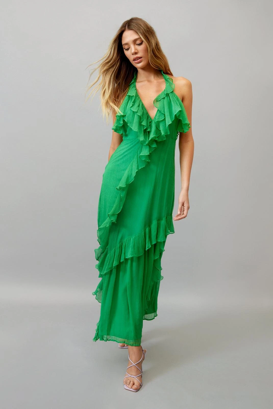 Ruffle Halter Neck Maxi Dress - Image 4