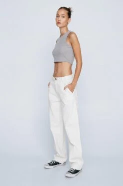 Petite Twill Straight Leg Cargo Pants