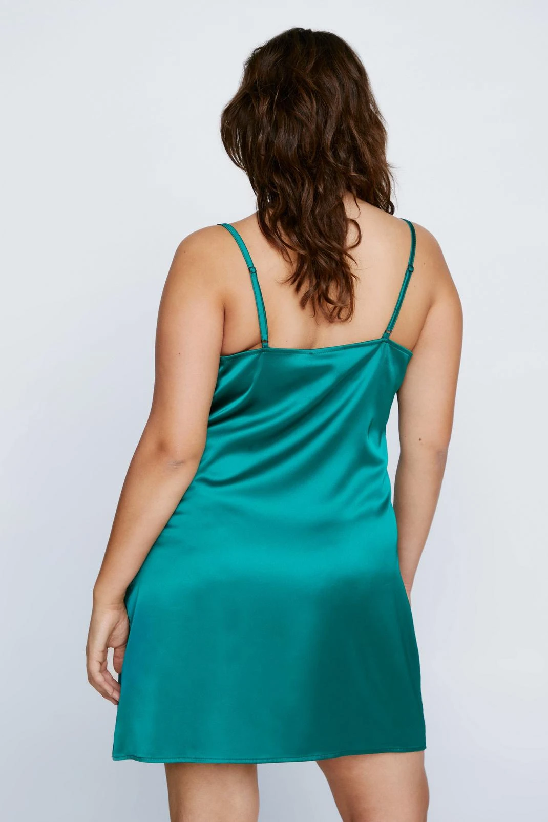 Plus Size Satin Cowl Mini Slip Dress - Image 3