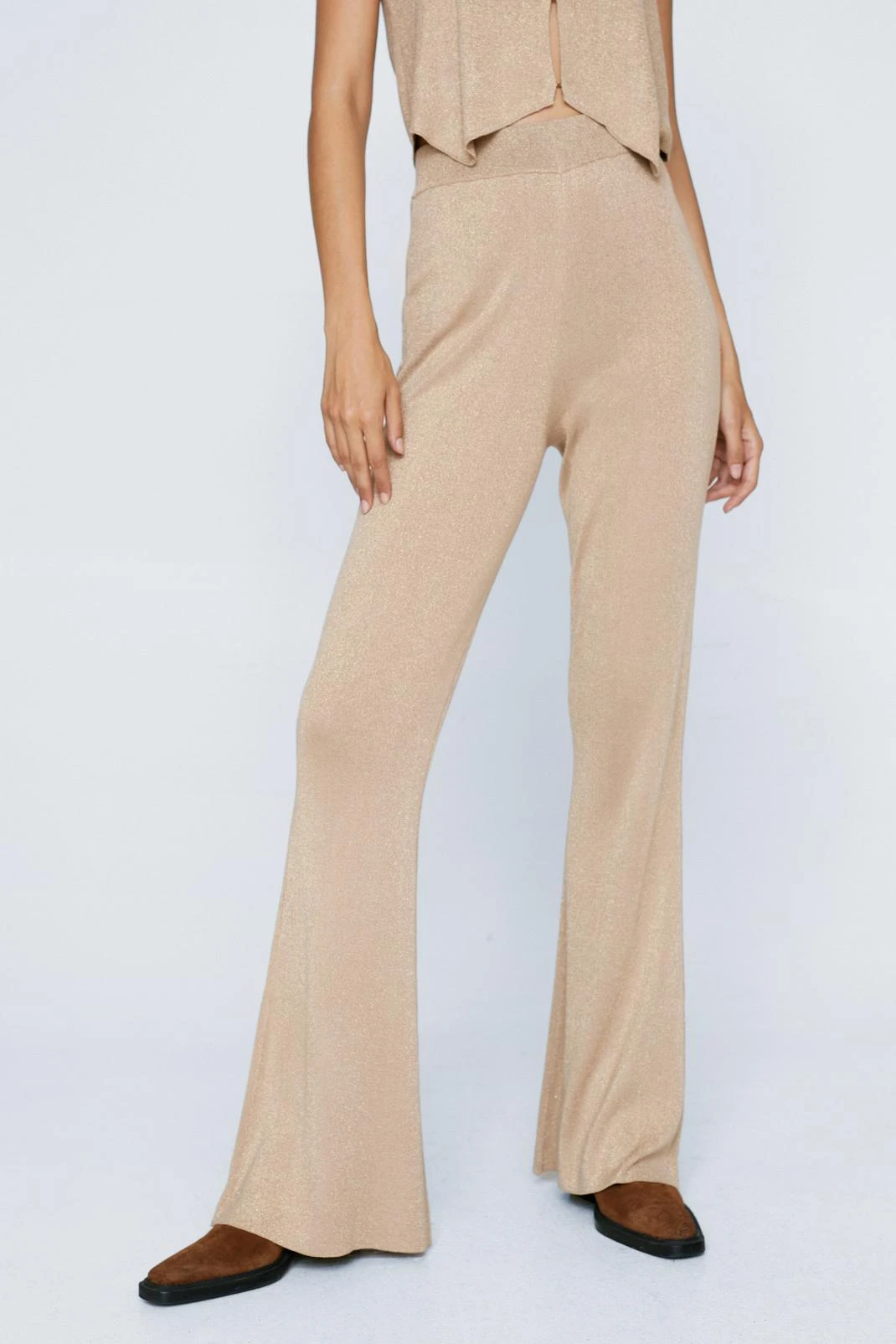 Premium Metallic Knitted Flared Pants - Image 5