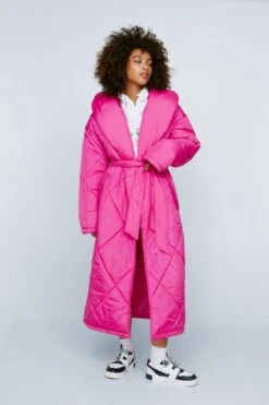 Belted Longline Quilted Coat