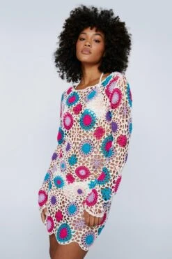 Floral Crochet Mini Dress