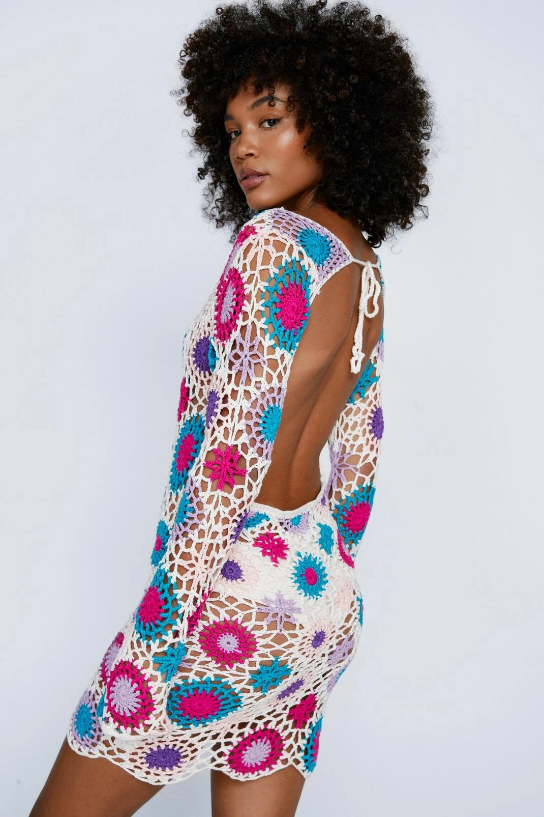 Floral Crochet Mini Dress - Image 7