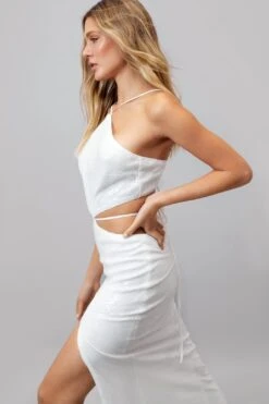 Sequin Halterneck Cut Out Maxi Dress