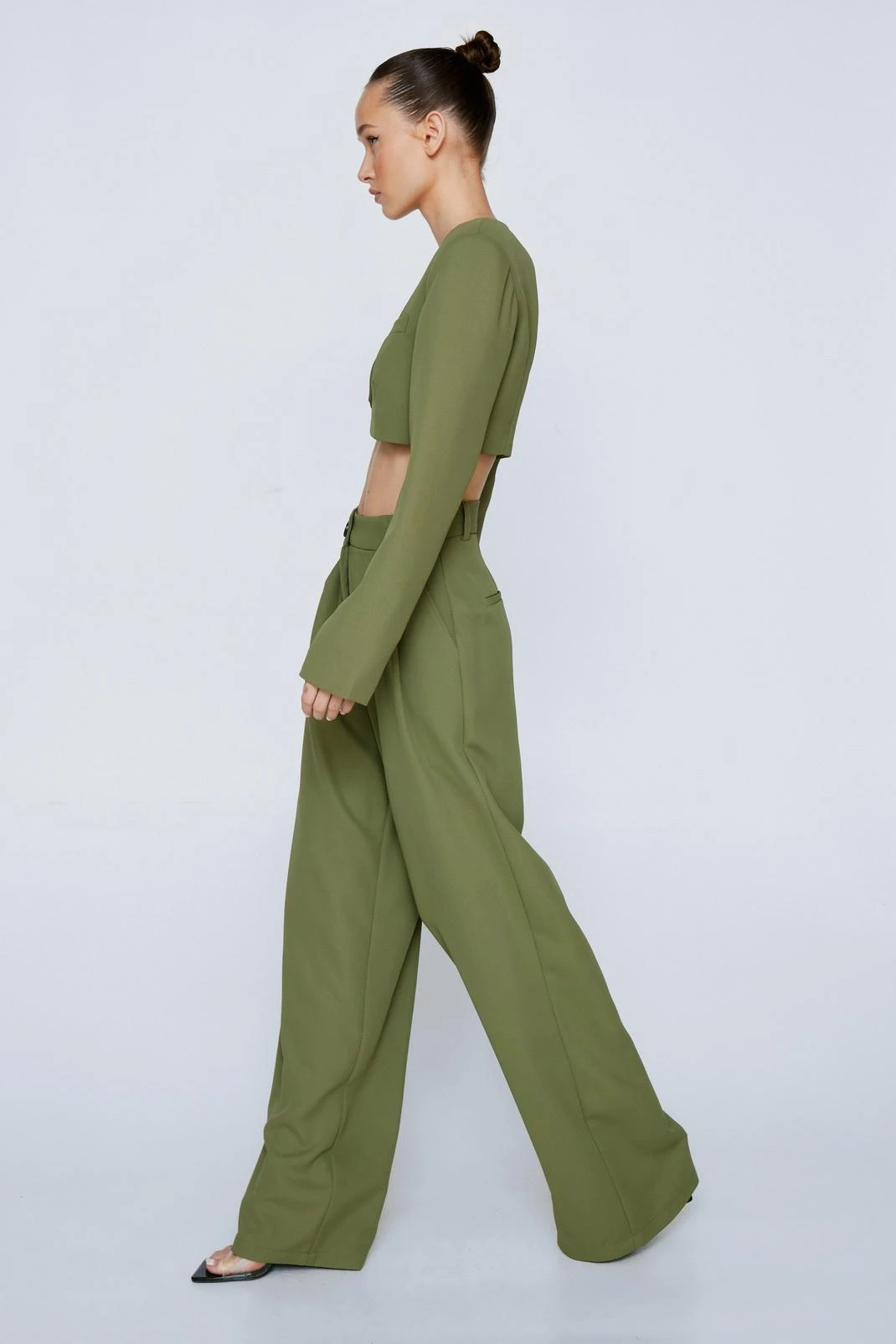 Pleated Wide Leg Tailored Trouser - Image 2