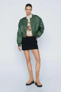 Pocket Detail Padded Bomber Jacket