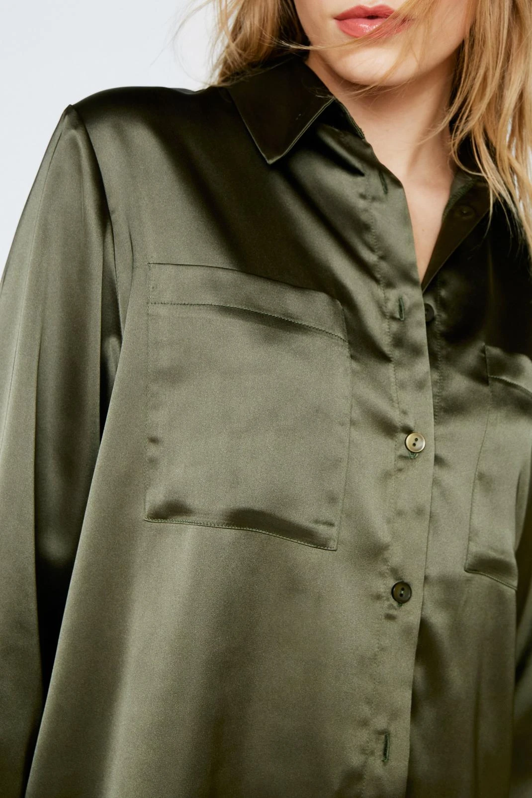 Satin Relaxed Button Down Shirt - Image 5