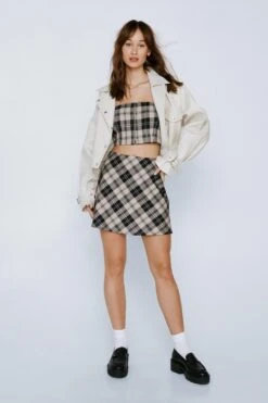 Check Tailored Cropped Bralet