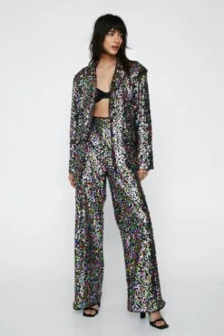 Rainbow Sequin Oversized Blazer