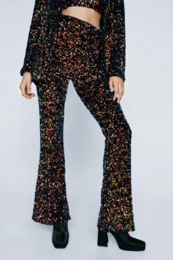 Premium Velvet Sequin Tailored Flare