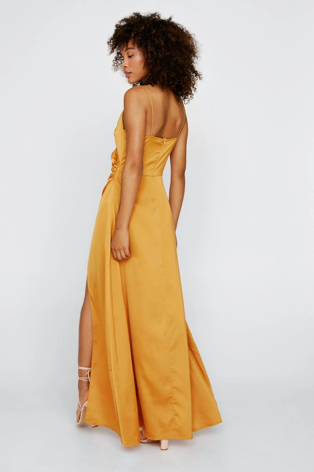 Satin V Neck Wrap Maxi Dress - Image 3