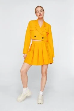 Tailored Cropped Double Breasted Blazer