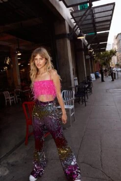 Faux Ostrich Feather Knitted Cami Top