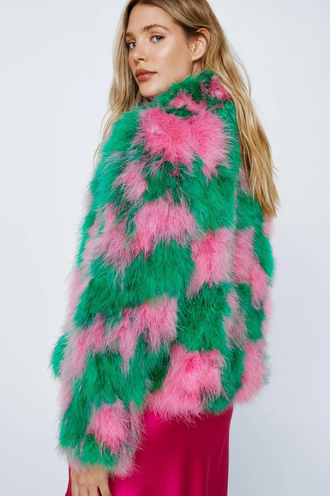 Premium Checkerboard Real Feather Jacket - Image 3