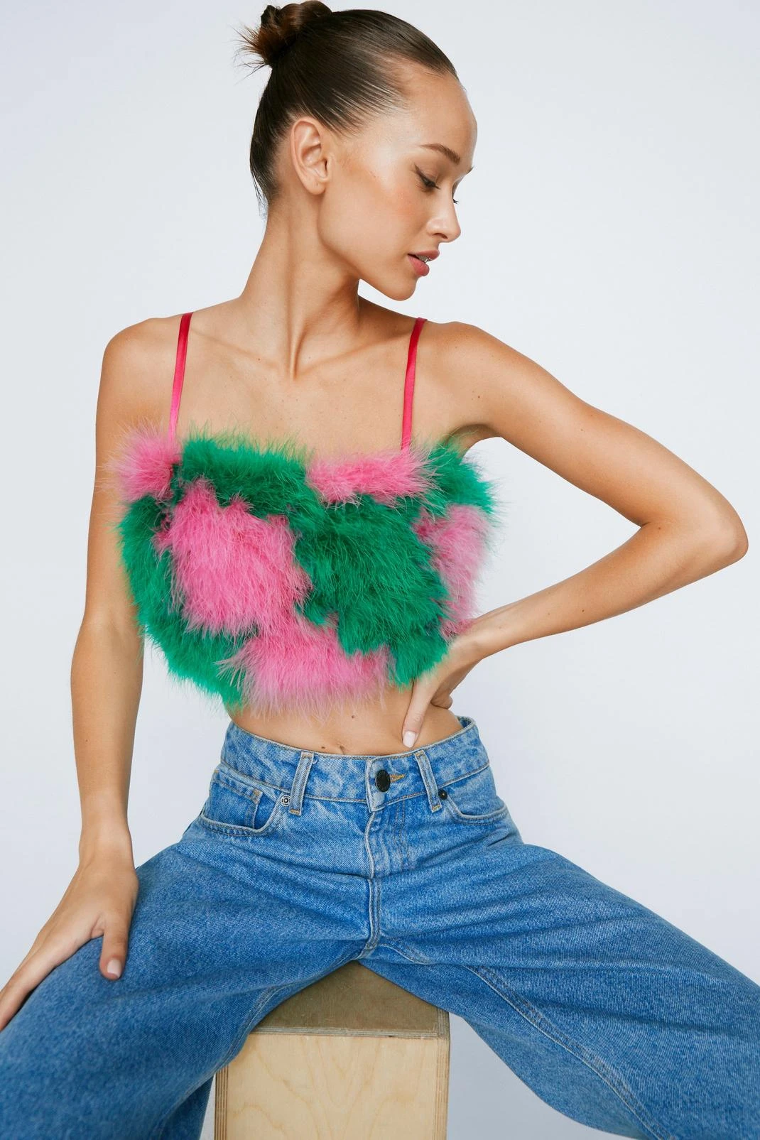 Premium Feather Checkerboard Cami Top - Image 2