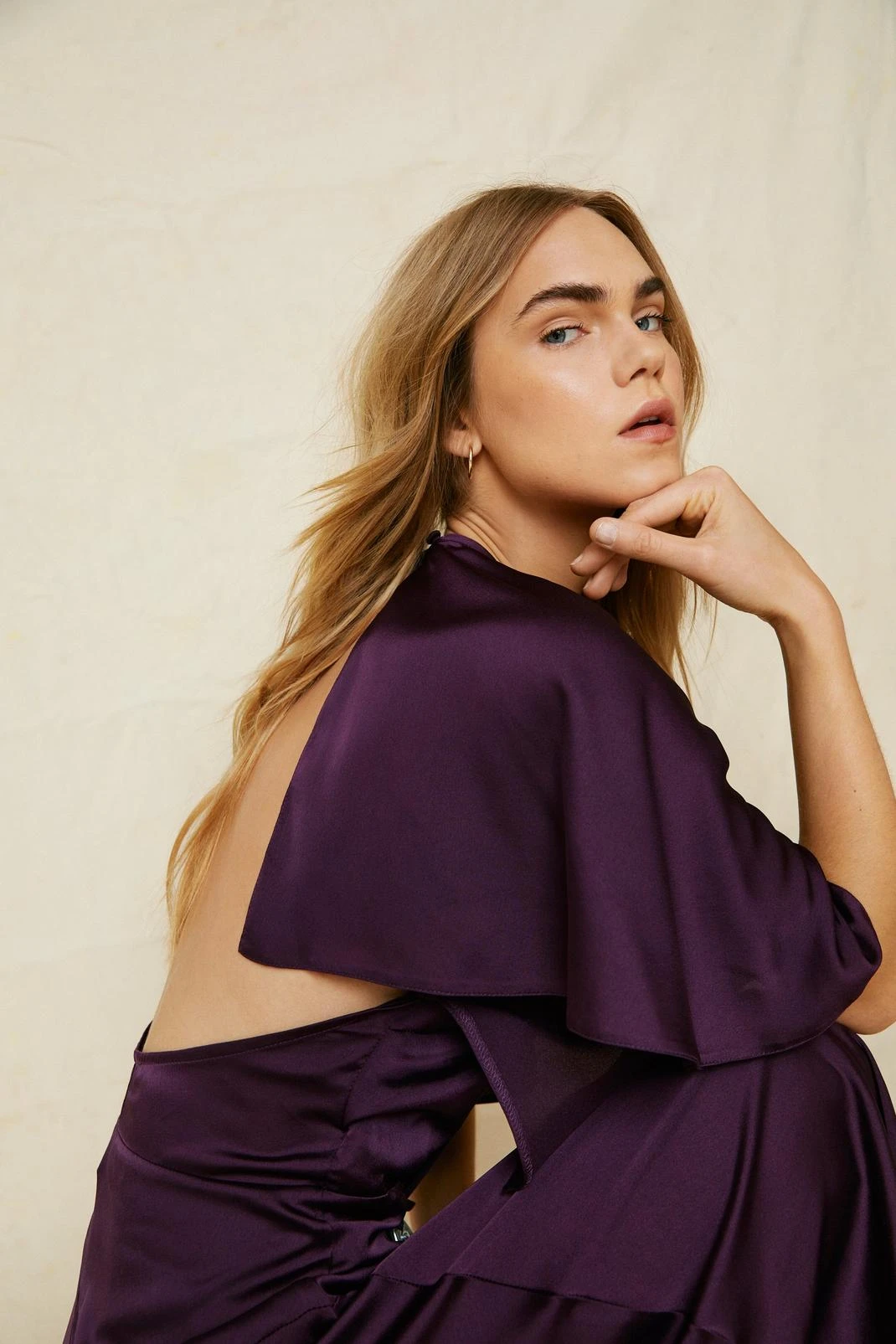 Satin Angel Sleeve Tie Side Maxi Dress - Image 4