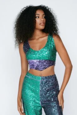 Sequin Color Block Bralet