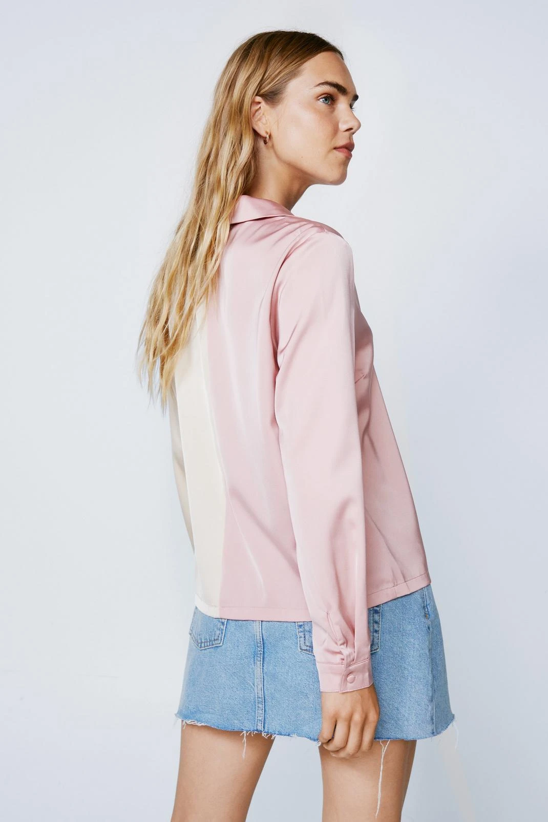 Colorblock Satin Long Sleeve Shirt - Image 3