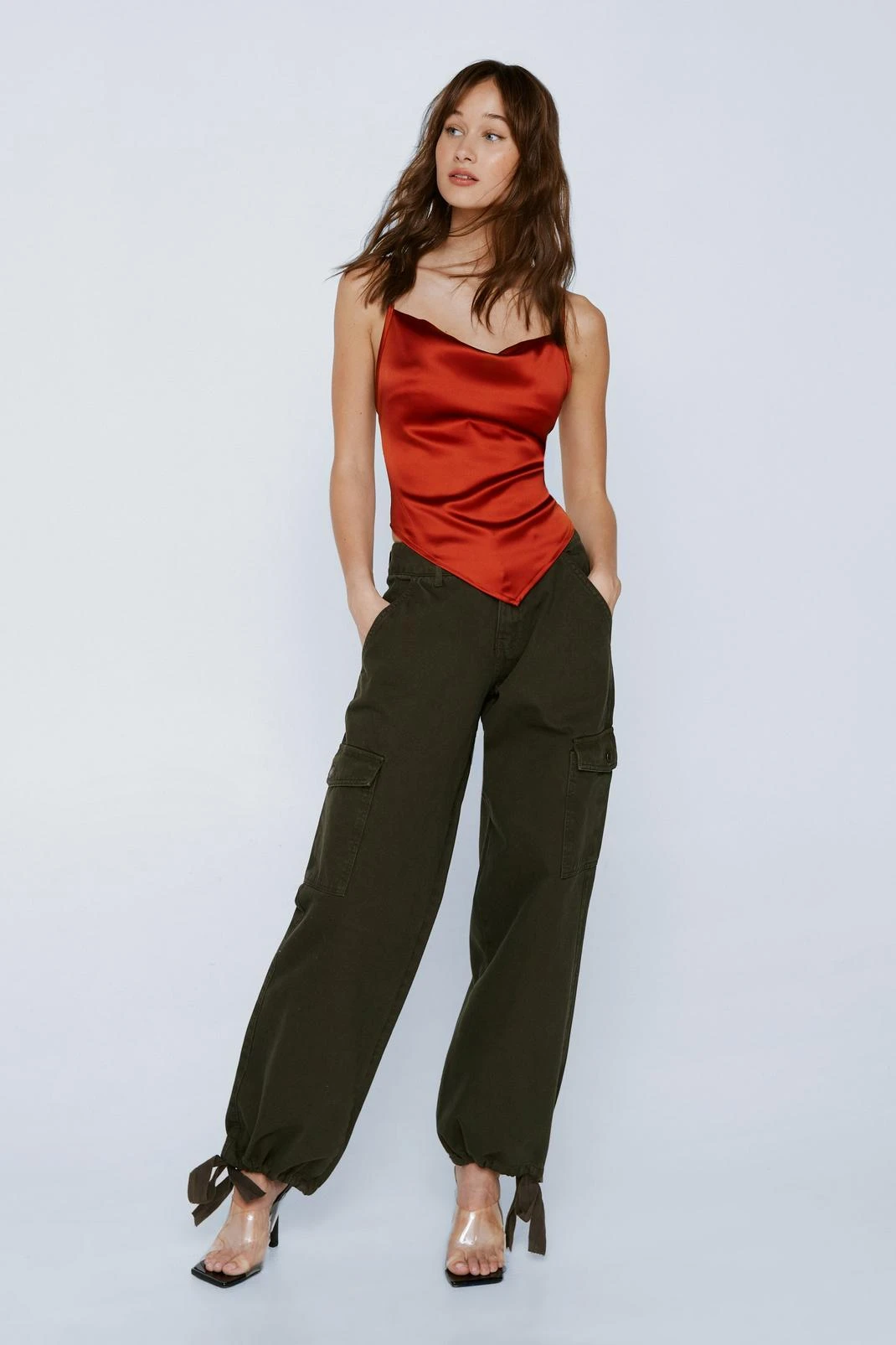 Satin Handkerchief Cami Tie Back Top - Image 4