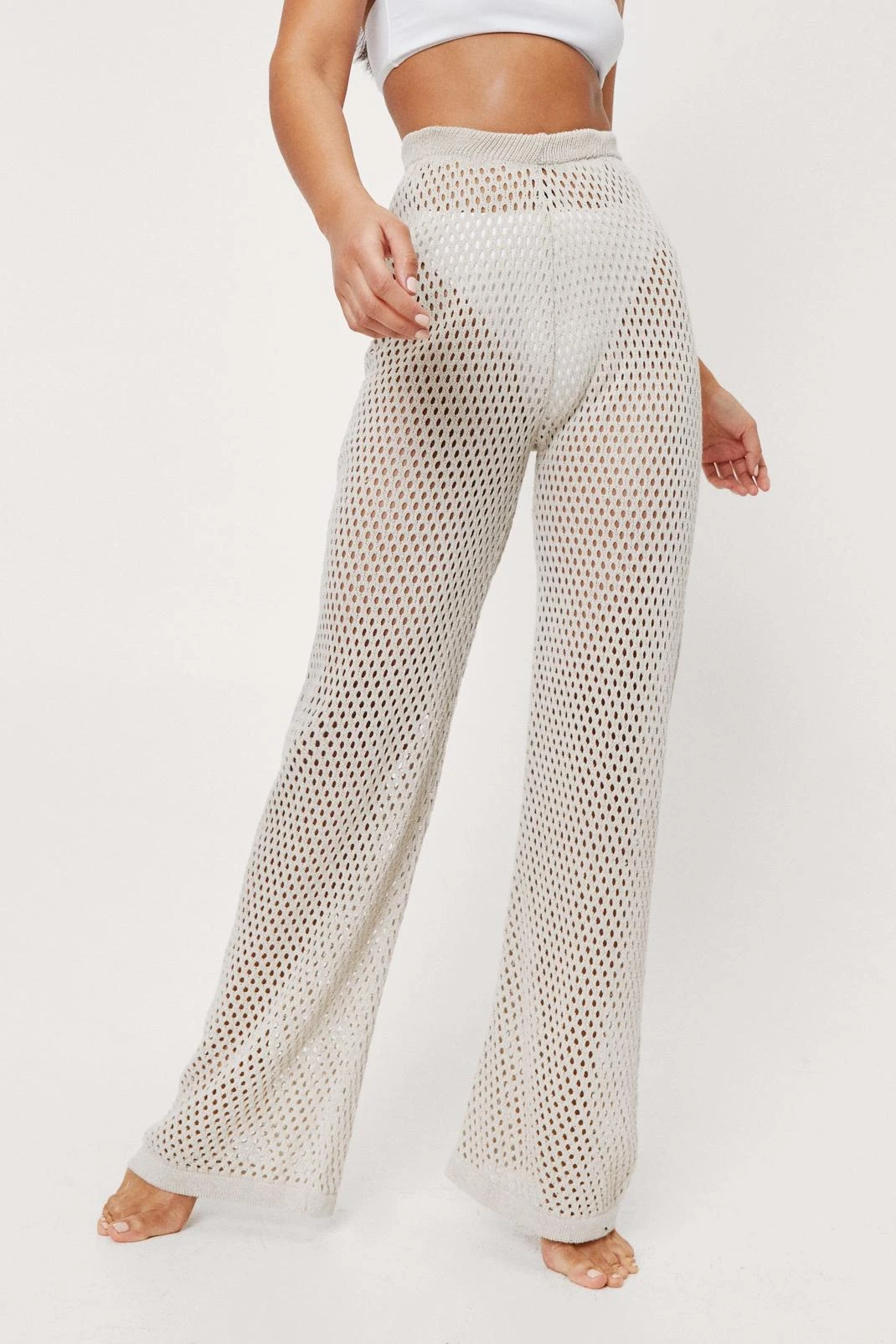 Crochet Wide Leg Beach Cover Up Pants - Image 2