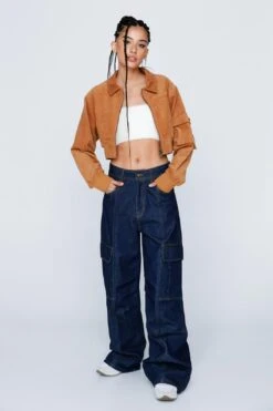 Premium Cord Cropped Pocket Jacket