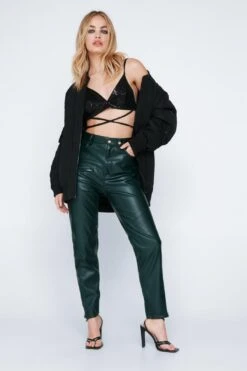 Faux Leather Skinny Cargo Pants