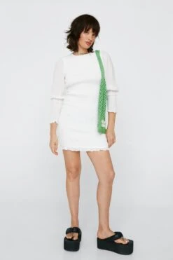 Petite Shirred Bodycon Mini Dress