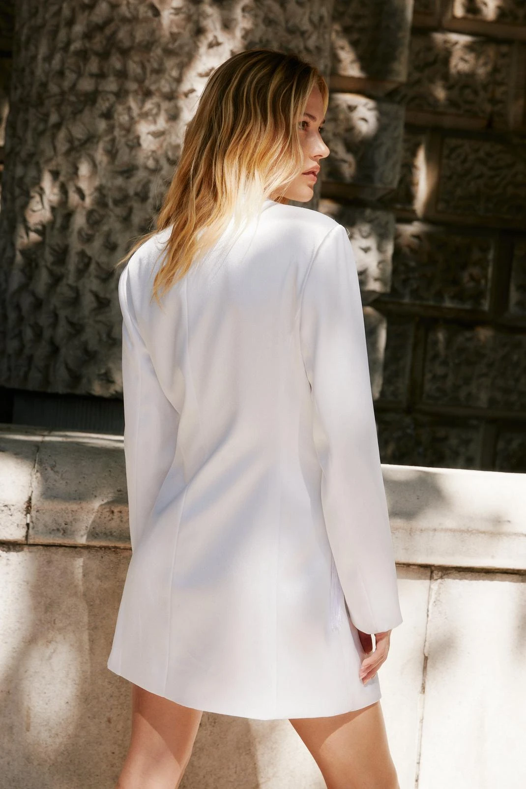 Premium Satin Fringe Blazer Dress - Image 6