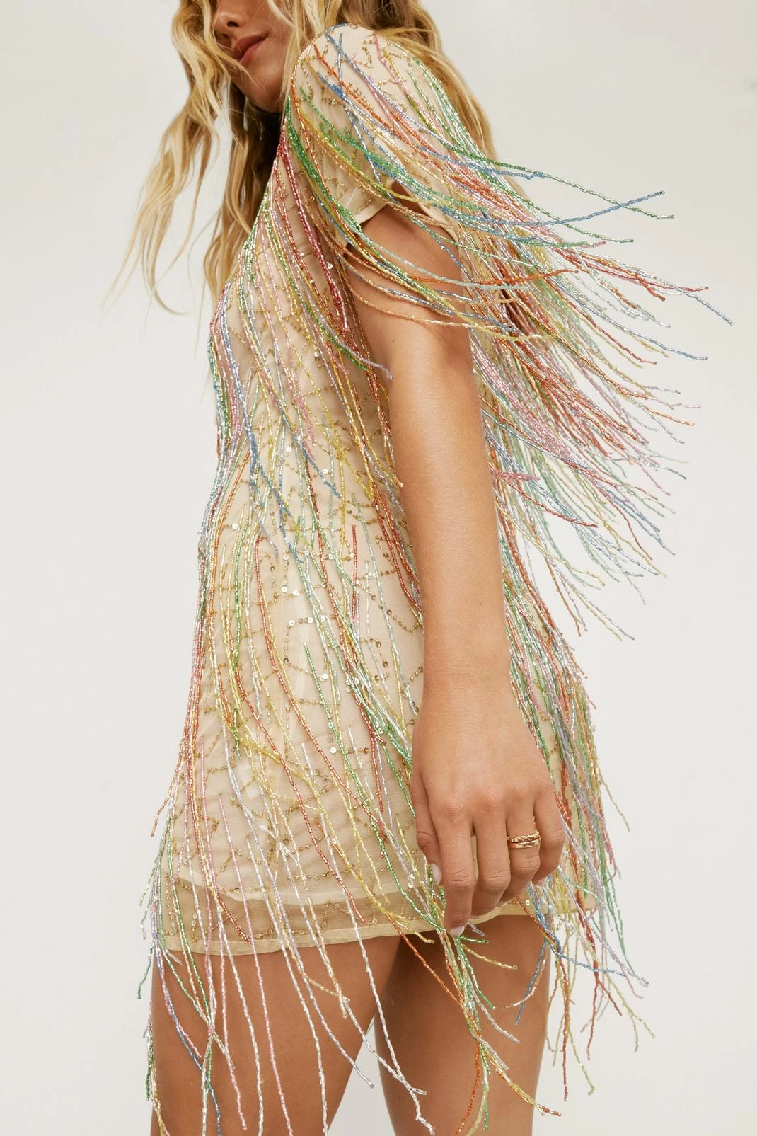 Tassel Beaded Mini Shift Dress - Image 9